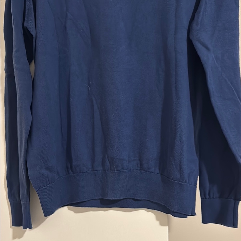 Lacoste Men's Deep Blue Quarter-Zip Sweater with Crocodile Logo - Picture 4 of 5